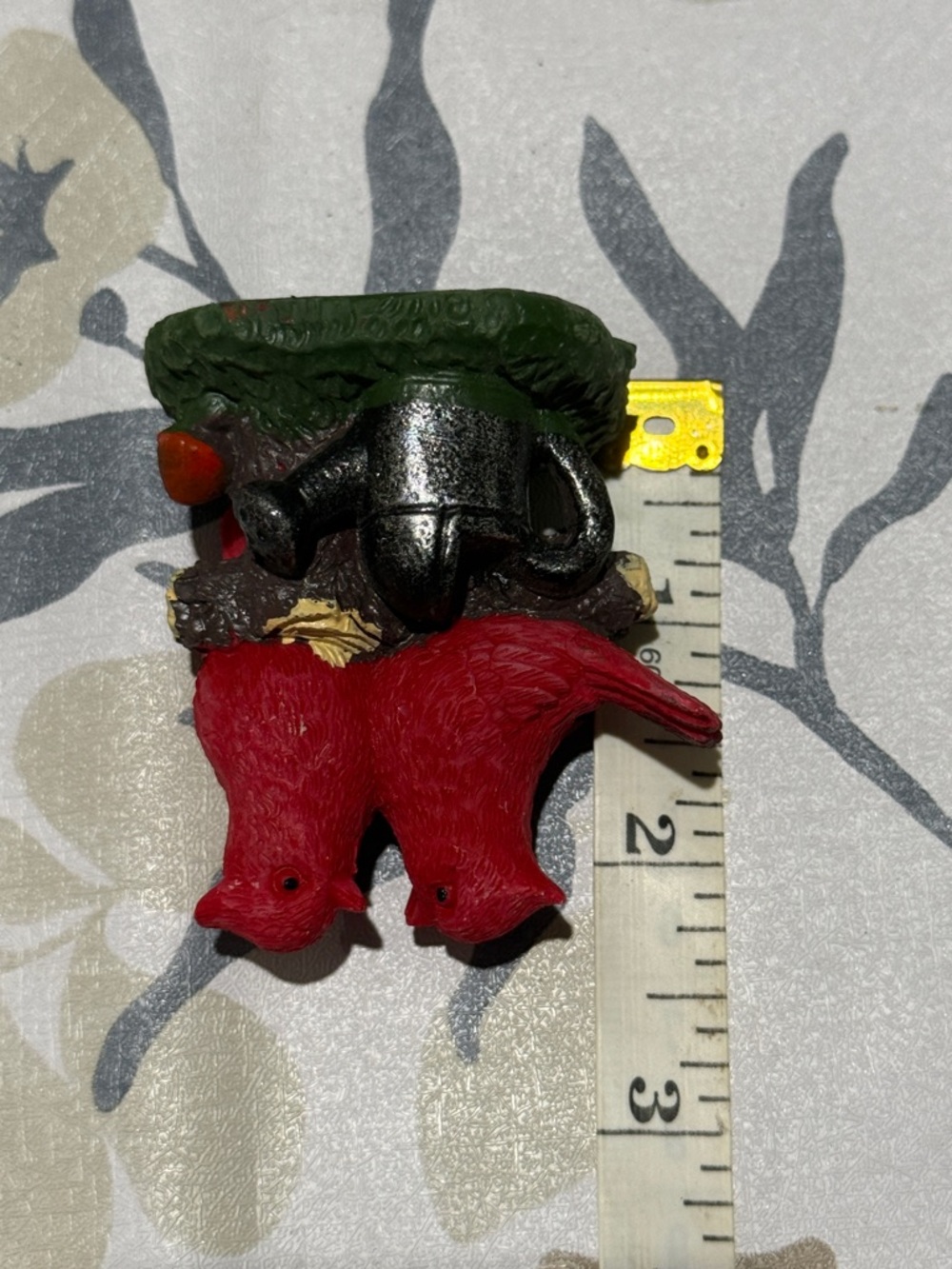 Red Bird Pair Figurine with Green Base - Picture 3 of 4